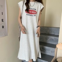 맨드리 민소매 루즈핏 프린팅 롱원피스