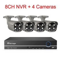 가정용 CCTV 홈 스마트폰 Techage-보안 카메라 시스템 8CH 5MP HD POE NVR 키트 CCTV 양방향 오디오 AI 얼, 02. 1T, 01. 8CH NVR and 4 Camera
