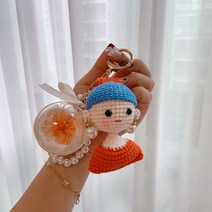 마크라메키링 진주 귀걸이 걸 자동차키링 가방키링, 여아+화이트 사이드 샴페인 오스틴