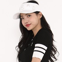 여름 여성골프웨어 골프모자 썬바이저 큐빅 니트 썬캡, 블랙
