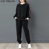 JUST FEEL!NG 여성용 조거팬츠 오버핏 캐주얼맨투맨 빅사이즈 트레이닝 바지 캐릭터 동물 츄리닝복 세트