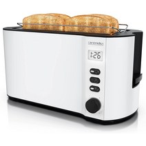 Arendo 아렌도 스테인리스 스틸 토스터 4구 롱 슬롯 1500W 화이트
