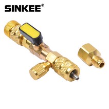 구리스주입기 R404A R407C R134A R R32 용 듀얼 사이즈 SAE 14 amp 516 포트가있는 R410A R22 밸브 코어 리무버