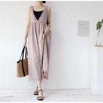 샤랄라 쉬폰 꽃가래 꽃내음 레이스 뷔스티에 나시 원피스 임부복 빅사이즈 실외복 실내복