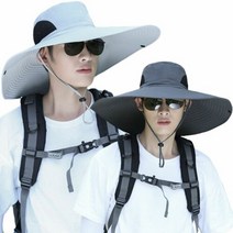 남성 목 피부보호 창넓은 빅 챙모자 과수원 밭일 체험, 진그레이