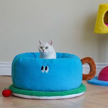 zeze 강아지 고양이 침대 푹신한 블루 쿠션 방석 마약방석 머그컵 모양