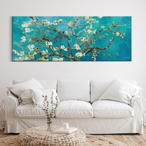 [인메이블] 인테리어 세계 명화 그림 액자 71종 1~18번 대형 와이드 캔버스 거실 고흐 모네 클림트 풍경 추상화, 01.[I]고흐-아몬드나무, 캔버스액자, 대형[60X160cm]