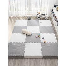 25T 두꺼운 퍼즐 매트 세트 60cm 놀이방 거실 침실 체육관 바닥 강아지 층간소음 방지, 16장 - 60 x 60 x 2.5 cm, (2C) 화이트+그레이