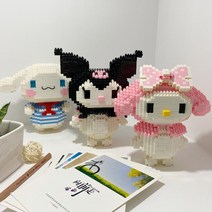 나노블럭 산리오 캐릭터 피규어 멜로디 쿠로미 시나모롤 폼폼푸린 대형 집콕 취미 생활 어른이, 옥계견+멜로티+아크릴 케이스