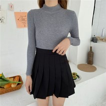 banhany 베이직 골지 스판 쫀쫀 반 목폴라 T 902024