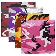 ARMYU 반다나 헤드 스카프 부드러운 면 반다나 페이스 넥 커버 헤드랩 55.88cm x 55.88cm 4팩 Trainmen, Camouflage