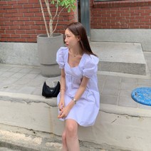 클로슈W / 뽀짝 스퀘어넥 퍼프 미니 원피스 (2color)