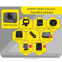 액션캠 소형 익스트림GOPRO-Hero 6 스포츠 모션 카메라 4K 비디오 액션 에디션 울트라 HD 와이파이 방수, [01] Standard package
