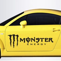 몬스터에너지 캠핑카 튜닝스티커 자동차용품 차량용데칼, 중형, 옐로우