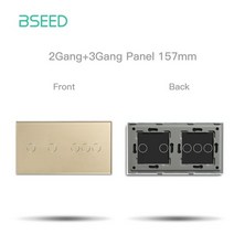 터치스크린패널 bseed 15786mm 금속 프레임이 있는 터치 유리 패널 eu 표준 흰색 검정색 황금색 벽 조명 스위치 사용, 5gang 황금 패널, 나는 표준