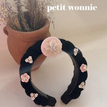 쁘띠워니 벚꽃자개가채머리띠, 핑크, 핑크