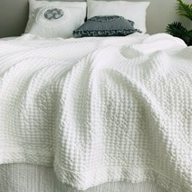 낮잠 순면 모달 와플이불 스프레드 봄 여름 간절기 홑이불 (세탁망 증정), 아이보리