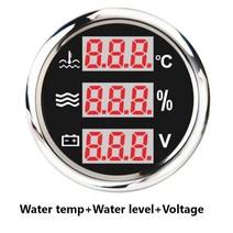 자동차온도게이지 보트 자동차 3 1 다기능 디지털 게이지 52mm RPM 연료 수위 온도 오일 프레스 전압계 지주 탱크 알람 미터, [03] Black Silver