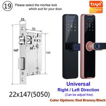 RAYKUBE-K7 프로 플러스 스마트 지문 인식 도어락 생체 블랙 색상 Tuya 앱 원격 잠금 해제 키리스 전자, 03 22x147_01 Black