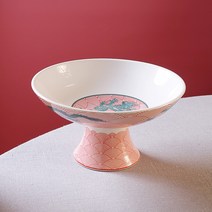 굽높은접시 백자 반찬 중식 양식 메인 코스요리 특색 불규칙 높은굽 궁중 요리 접시, 8인치 궁중 쌍용 그릇