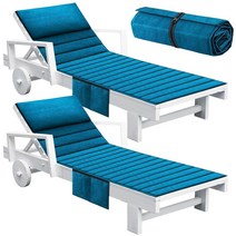 Hoolerry 2피스 접이식 긴 의자 라운지 쿠션 야외 182.9 x 53.3cm72 21인치 방수 소파 잔디 쿠션 머리 받침대 및 포켓 파티오 리클라이너 수영장용 없음 그레, Light Blue