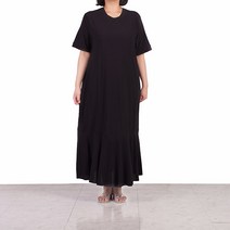 [자체제작] 빅사이즈 루즈핏 라운드넥 반팔 블랙 드레스 77 88사이즈 편한 임산부 임부복 롱 민무늬 원피스 임부복 베이직 심플 검정 데일리 하객룩 모던 홈웨어 여자 여성 반소매