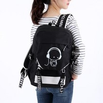 빛반사 강력방수 음악소년 청소년 백팩 캐주얼 어학연수 체험학습 학교가방
