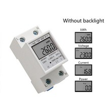 디지털 전력계 단상 2 선 LCD 디지털 디스플레이 전력계 소비 에너지 전기 계량기 KWh AC 230V 50Hz 딘 레, Without backlight