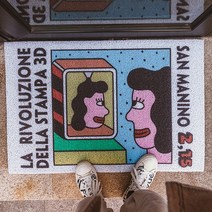 마츠리센 PVC 현관 코일매트, 40x60cm, 그레이스