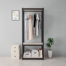 홈던트 하우스 시스템 드레스룸 3단 1행거 800 x 500 x 1950 mm 블랙