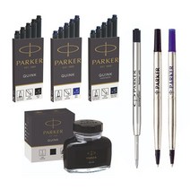 (Parker) 파카 펜 리필심 수성펜심 볼펜심 F M 병잉크 잉크카트리지 (옵션선택x1개), 카트리지, 블루블랙