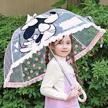 미니마우스 레이스 리본 돔형 투명 비닐 53 우산 아동 초등학생 여아 키즈