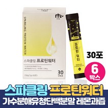 스파클링 프로틴워터 마시는 단백질 음료 WPH 유청단백질 분말 함유 스틱 레몬맛 프로틴음료, 30포 x 6개