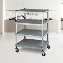 리빙앤트 다단중간4단 서빙카트 이동 업소용핸드카 운반 식당대차 운반차, 플라스틱다단중간 4단 특대