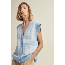 ZARA 자라 st 스타일 브이넥 체크 루즈핏 니트 베스트 조끼