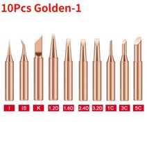 인두기 우드 버닝 인두기거치대 땜납 전기 납땜 인두 헤드 도구 구리 용접 헤드 900M-T-K 순수 장비 5 개 10 개, 10Pcs Golden-1