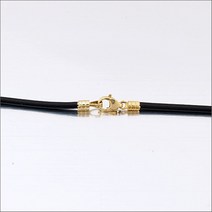 14K 민자 검정 가죽 체인 목걸이 2mm
