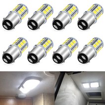 UNXMRFF 1142 BA15D RV LED 전구 화이트 1076 1178 1176 슈퍼 브라이트 5050 18SMD 교체품 12V 내부 조명트레일러보트모터홈 캠핑카 8개 팩