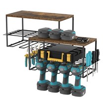 LIANTRAL 전동 공구 오거나이저 벽걸이 랙 플로팅 선반 휴대용 전기 무선 드릴용 튼튼한 홀더 목재 보관 보드 포함 USA 미국