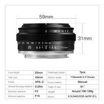 캠코더렌즈 카메라렌즈 TTartisan 25mm F2 APS-C 렌즈 초상화 후지 X 소니 캐논 EOS R 올림푸스 M4/3 L 마, 07 Sony E-마운트 (APS-C)