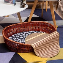 개집 라탄 사계절 범용 애견집 대형 중소형견 탈부착 가능 매트 고양이집 버들개 침대 돗자리, 2번70X49(적합15근내 애완동물), 04