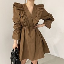 블링앤수 러블리 여성 기본핏 브이넥 원피스 KZZ109