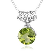 Szjinao-브랜드 여성을 위한 펜던트 목걸이 자매를 녹색 페리도트 선물 925 실버 라운드 보석 고급 주얼리