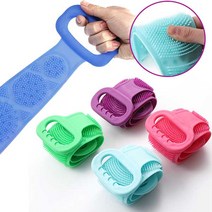 도매창고-실리콘 타월 바디브러시 샤워 목욕 스트랩 손잡이 양면 등밀이 때 셀프 60cm 70cm, 60cm-실리콘샤워타월-그린, 1개, 1개입