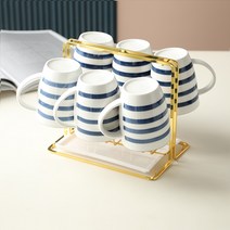 ArtiRoom 머그컵 노르딕 스타일+컵스푼+쟁반/holder----세트 수납이 용이하며, A스타일, 6종 세트 (머그컵+컵스푼+Holder)