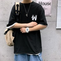 8KORELAN 품 패션 5부 티셔츠 남 하이원숙박박시슬랙스 반팔에옷감