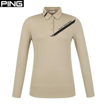 [아울렛 백화점] PING 골프 가을 베이지 여성 기모 라인 포인트 카라 긴팔 티셔츠 122B3TO951_BG(1207561)