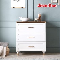 [천삼백케이] [데코라인] 코넬 르네 800 골드 다용도 3단 서랍장 DGJ048, 아이보리/멀바우