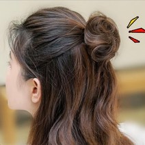 하이유니 여자 셀프 똥머리 집게 헤어 피스 붙임 올림 머리 부분 가발, 브라운블랙