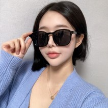 하리몽드 남여공용 오버사이즈 사각 뿔테 블랙 선글라스
